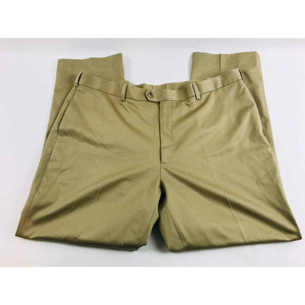 Perry Ellis Portfolio Dress Pants Men's Size 42/32 Tan Straight Waist Tab